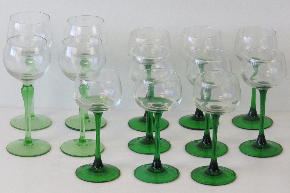 A quantity of vintage hock glasses with