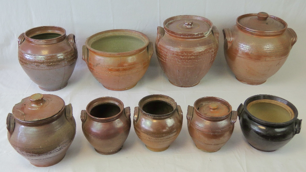 A collection of salt glazed stoneware ja