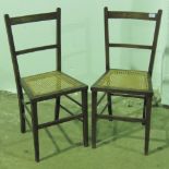 A pair of cane seated bedroom chairs c19