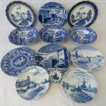 A quantity of blue and white ceramics in