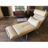 A cream leatherette contemporary full le