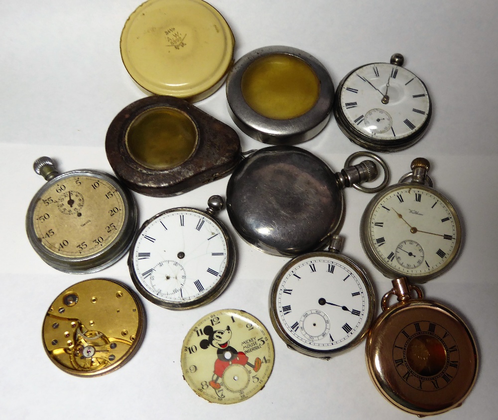 A collection of silver pocket watches an