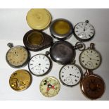 A collection of silver pocket watches an