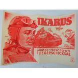 A WWII German patriotic film poster for 'Ikarus Gunther Pluschowls Fliegerschicksal',