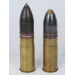 Two inert WWI French 37mm Pom Pom cannon rounds,