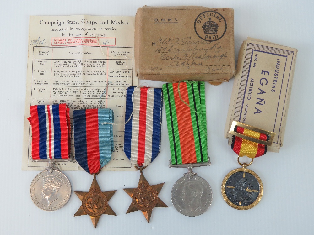 A WWII British medal group comprising War medal, Defence medal, 1939-45 Star,