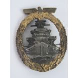 A WWII German Kriegsmarine High Seas Fleet badge, marked SA.
