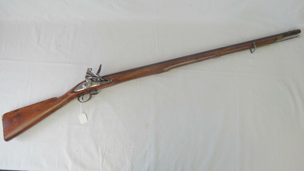 A British Army muzzle loading smooth bore Land Pattern musket commonly known as the Brown Bess,