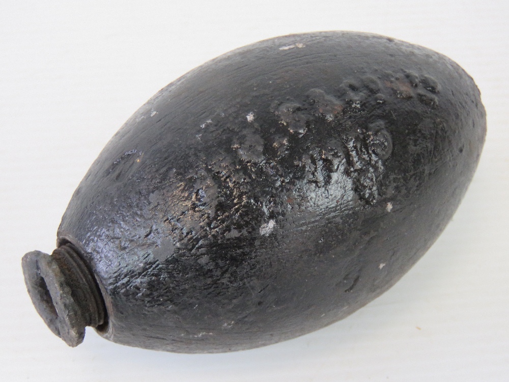 A rare inert WWII plumb grenade dated 1915, approx 10cm in length.