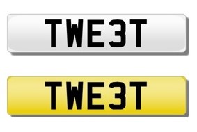 Registration plate 'TWE3T' (TWEET) the number plate of choice for the 'Twitter Generation'.