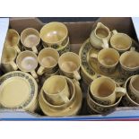 A large quantity of c1970s Kiln Craft Ironstone Bacchus tea and dinner wares; tea cups and saucers,