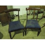 A pair of 19th century mahogany bar back dinning chairs, both with cane seats now upholstered over.