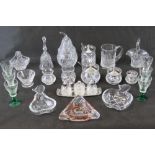 A Stuart crystal set of three graduated conserve pots with lids and spoons,