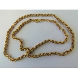A 9ct gold rope chain necklace, hallmarked 375, 40cm in length, 3.7g.