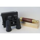 A Besser Marco Polo 30 x 40mm three fold telescope in original box and a pair of Mark Scheffel