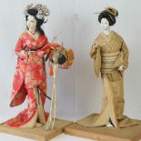Two 20th century Geisha girl free standing dolls,