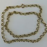 A heavy 9ct gold belcher link necklace, hallmarked 375, 47cm in length, 12.5g.