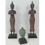 A pair of contemporary female Hindu goddess figures, each standing 46cm high,