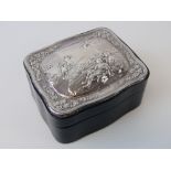 A delightful HM silver and leather trinket box having suede lining,