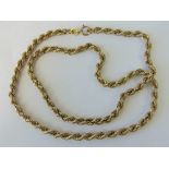 A 9ct gold rope chain necklace, hallmarked 375, 41cm in length, 4.9g.