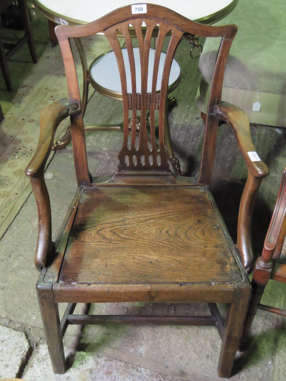 Four chairs; two individual rush seated chairs and two individual elm seated chairs, - Image 3 of 3