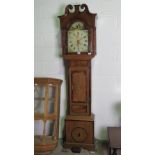 A 30hr mahogany and oak long case clock having arched top painted face marked John Eborall,