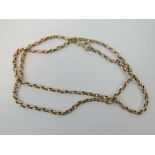 A rose metal necklace, faceted oval links, 48cm in length, 6g.