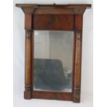 A 19thC figured mahogany framed pier glass with half pilasters to the sides, 62cm wide, 81cm high.
