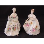 Two Royal Doulton figurines, Diana HN2468 standing 21cm high, and Marilyn HN3002 standing 20cm high.