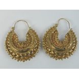 A pair of 9ct gold Victorian Revival Creole hoop earrings, hallmarked 375, 6.5g.