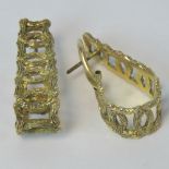 A pair of 12ct yellow gold bark effect hoop earrings, stamped 12k, 8.5g.