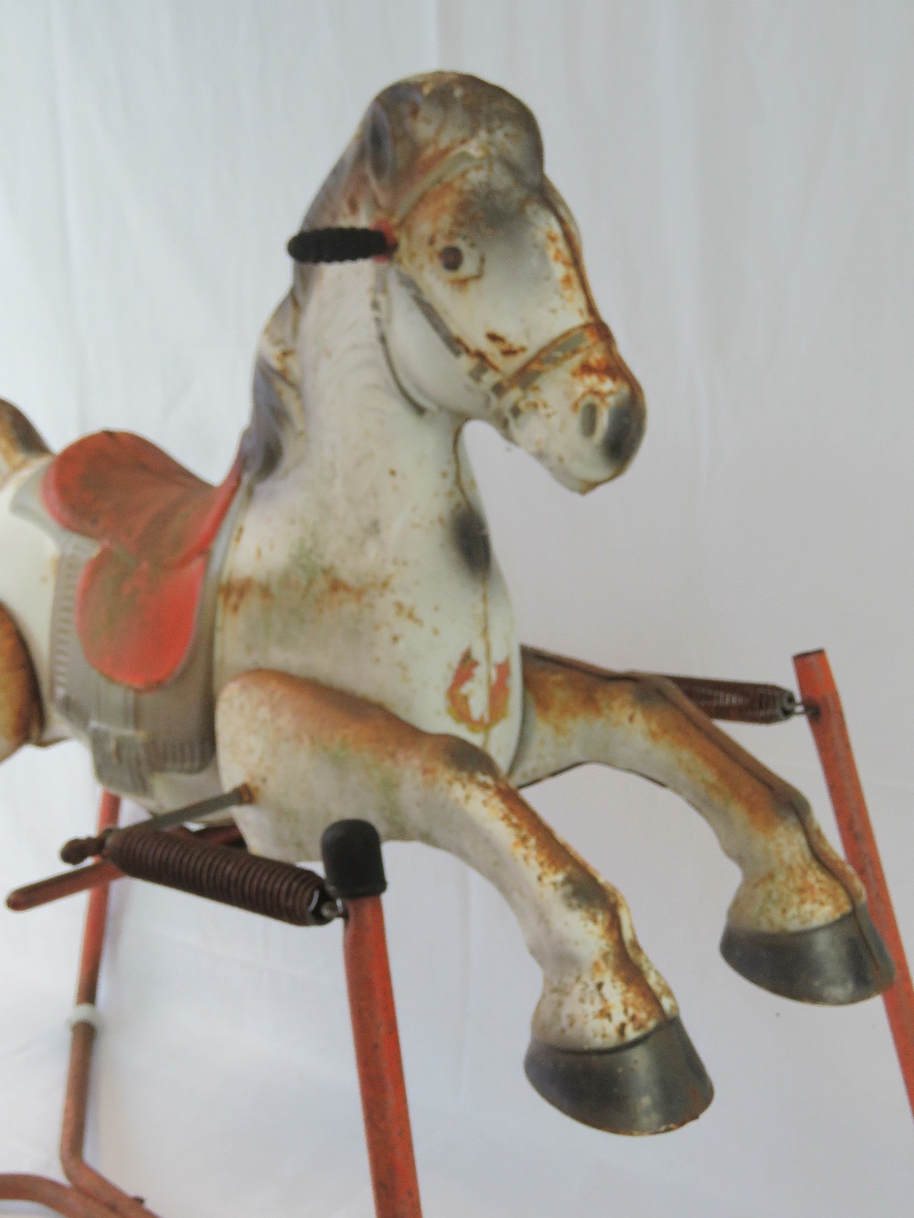 A 1960s Mobo Prairie King tin plate rocking horse on sprung metal frame. - Image 2 of 3