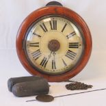 A 19thC postman's alarm wall clock with white painted dial,