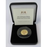 A mint and uncirculated 2017 'Princess Diana' 22ct gold full sovereign, 8g, limited edition of 499,
