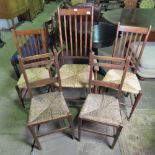 A rush seated elbow chair with ash frame, matching single chair, single associated chair,