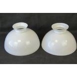 Two similar large white opaque glass light shades, approx 35cm diameter.