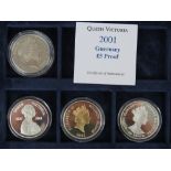 A 2001 'Queen Victoria' silver proof £5 coin having original cert,