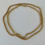 A 9ct gold rope chain necklace measuring 62cm in length, hallmarked 375, 8.1g.