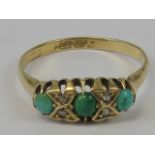 A vintage 18ct gold diamond and turquoise ring,