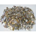 A large quantity of World coinage including; Jersey, France, Mauritius, Italy,