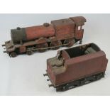 A vintage wooden LMS 6100 Locomotive and tender, a/f, approx 85cm in length.
