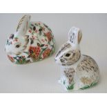 Two Royal Crown Derby Collectors Guild rabbit paperweights; 'Nibbles' 8cm high,
