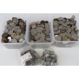 A large quantity of World coinage including; Jersey, France, Mauritius, Italy,