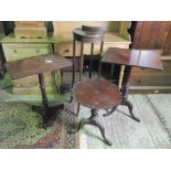 Three 19th century mahogany occasional tables, together with an Edwardian planter stand, a/f.