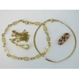Two 9ct gold bracelets; one snake link the other with pierced oval panels, both hallmarked 395,