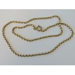 A yellow metal faceted oval link chain necklace, 43cm in length, 5.9g.