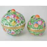 A Herend porcelain reticulated floral strawberry pomander ball lidded trinket box, a/f,
