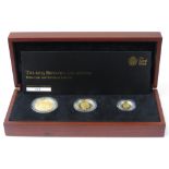 A mint and uncirculated 2013 Britannia Collection 24ct gold three coin proof set in original box,