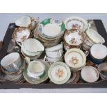 A large quantity of bone china tea wares; cups, saucers, side plates, cake plates, trios, etc.
