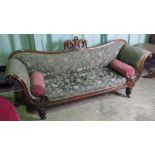 A superb 19th century mahogany and rosewood framed scroll armed settee having central pierced and